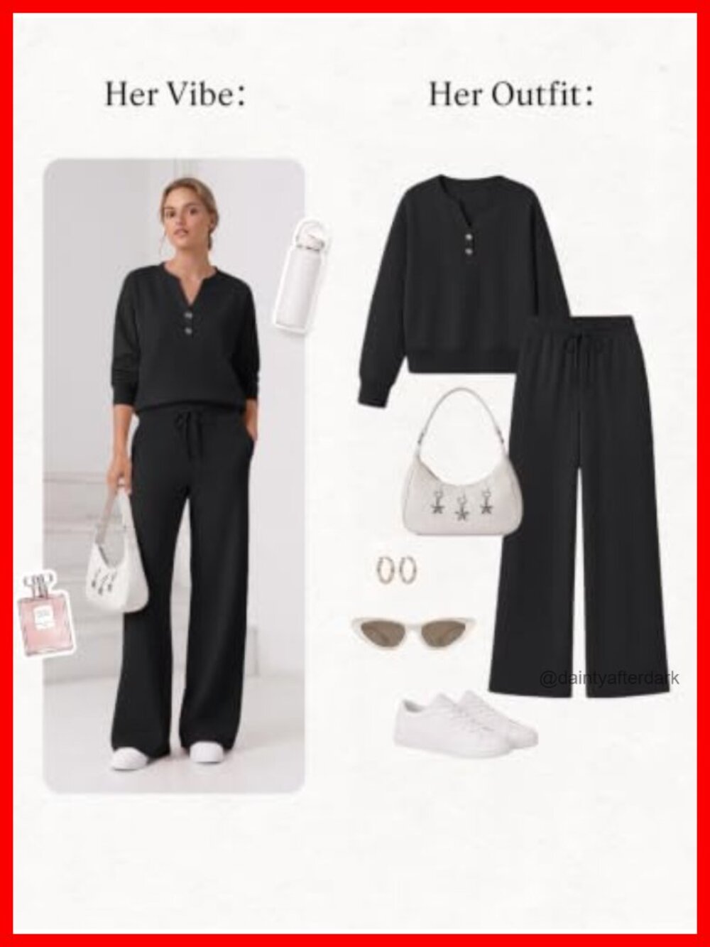 Modal Blend 2 Piece Lounge Set Henley Top Wide Leg Pants Sweatsuit - Picture 3 of 5